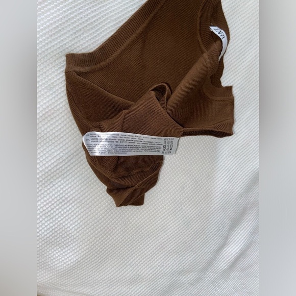 Women’s‎ ZARA Knit Chocolate Brown Sleeveless crop Top size small - Picture 8 of 10